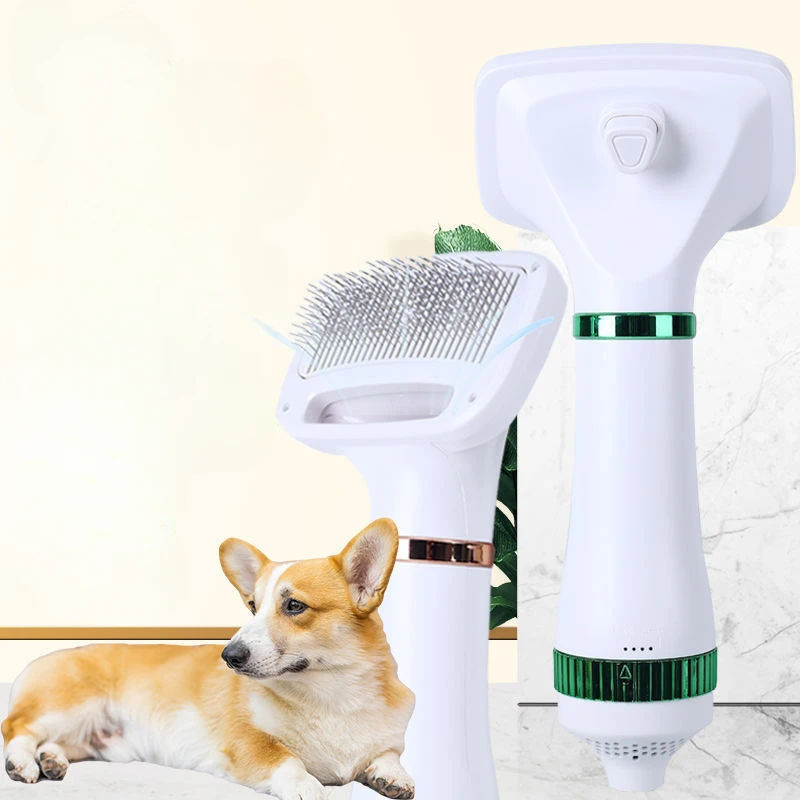 고양이 개 그루밍 헤어 드라이어 빗, 온도 조절 가능한 속도 빗, 저소음, 애완 동물 제품, 2-in-1 브러시