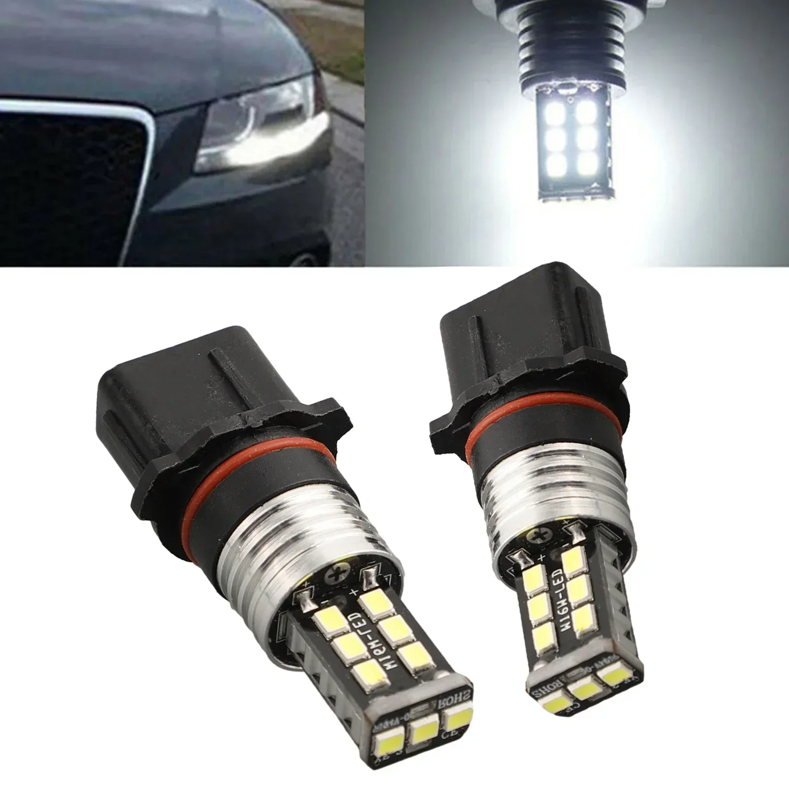 2pcs Canbus P13W LED Bulbs 2835 15LED Fog Lamp Daytime Running Light Fog Bulb 12V DC 6000K White Signal Lamp Car Accessories led light led bulb led fog light fog and headlight bulbs