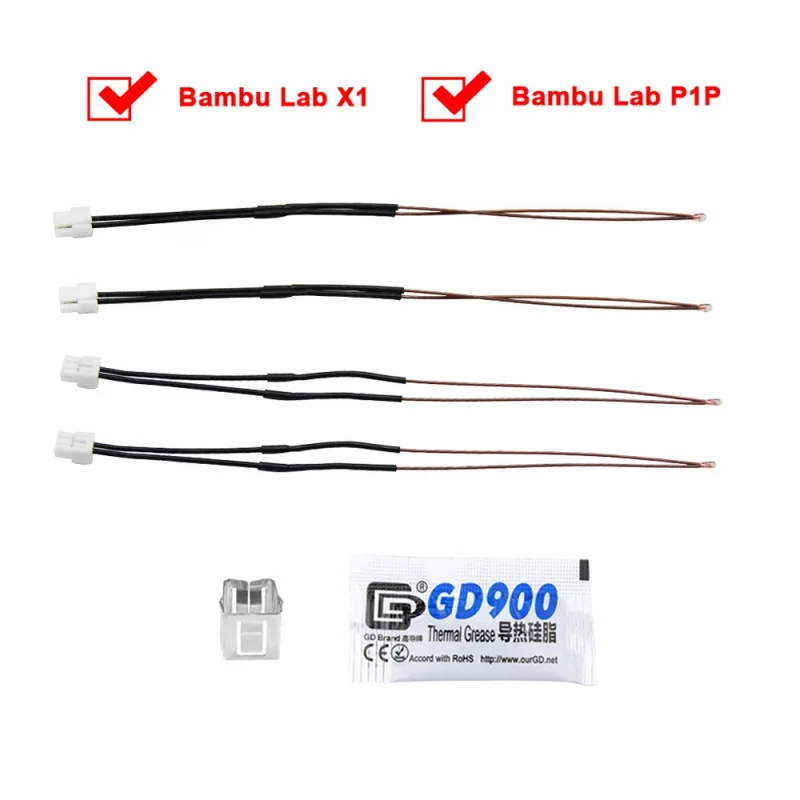 

3D Printer Hotend Thermistor -10℃-300℃ Highly Sensitive Temperature Sensors for Bambu Lab X1 P1P 3D Printer Accessories