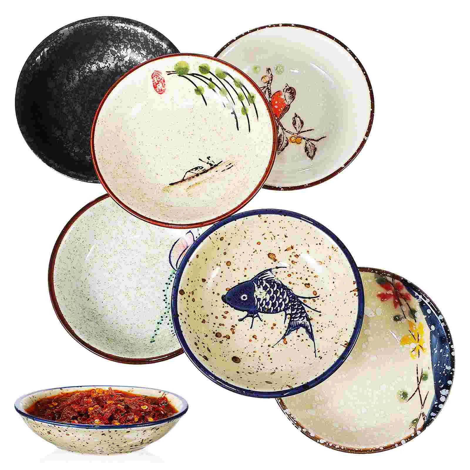 

6 Pcs 4 Inch Ceramic Sauce Dish 6pcs Porcelain Serving Bowl Sea Urchin Bowls Pickles Small Ceramics Appetizer Soy Plate