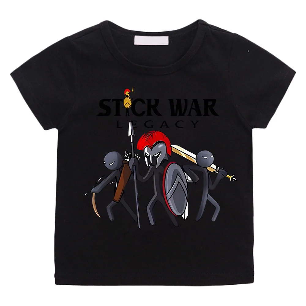 Hot Game Stick War Cartoon Graphic T-shirt Kids Baby Girls Cartoon Short Sleeve Clothes Boys Streetwear Soft Camisetas Tee-shirt 4