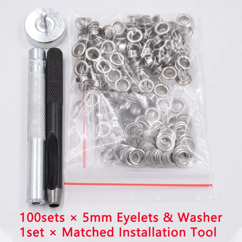 Brass Grommet Eyelets with Washers Setting Tool Kit Mold Hole Punch Cutter 100 Set 6 8 10mm Handmade Leather Craft Accessories