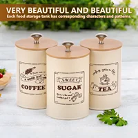 Coffee Bean Storage Airtight Containers for Food Conteiners Simple Style Bamboo Cover Iron Art Tea Can Sugar Bowl Kitchen Items 2
