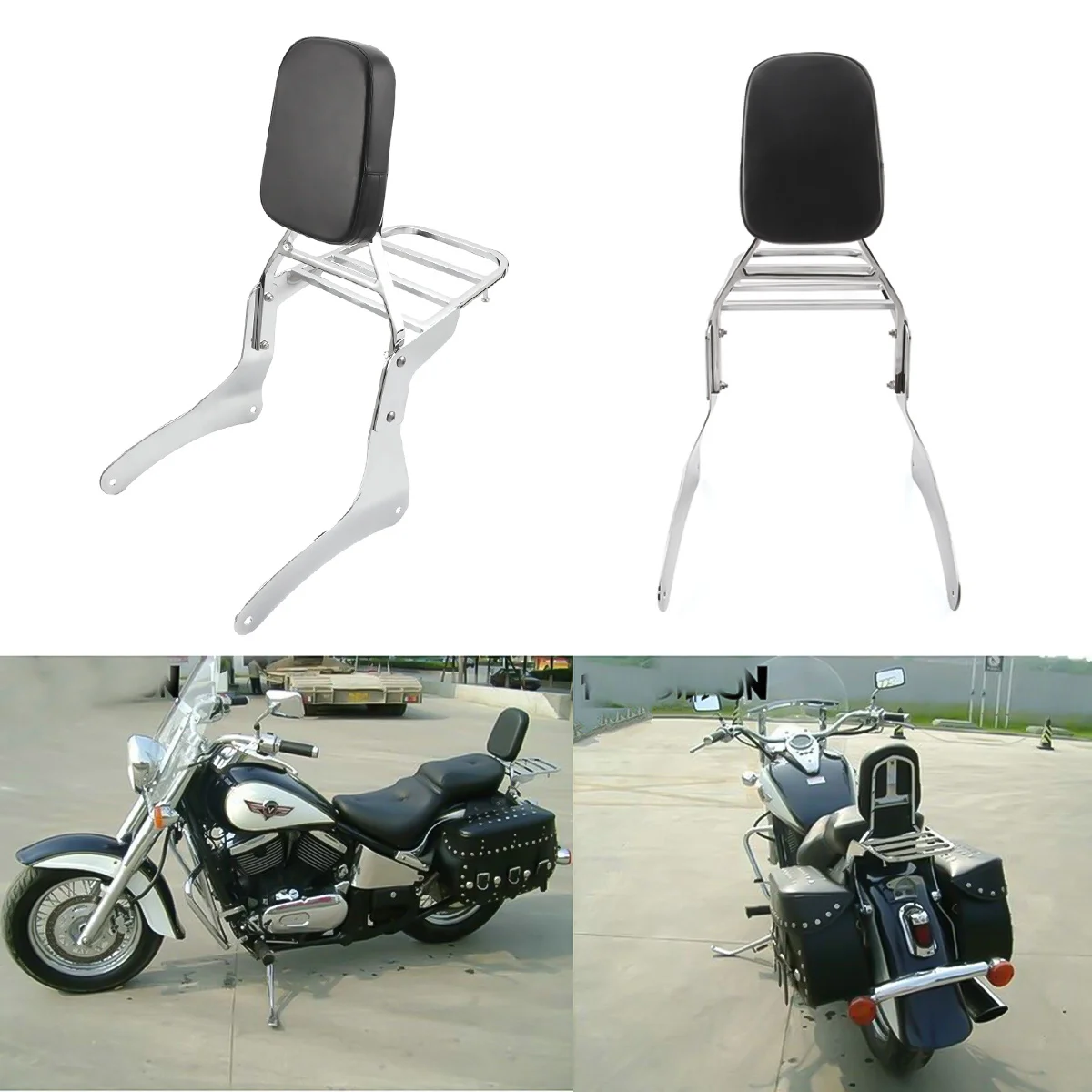 

Motorcycle Detachable Passenger Backrest Sissy Bar Luggage Rack For Kawasaki Vulcan VN 900 VN900 Custom Classic 1996-2023