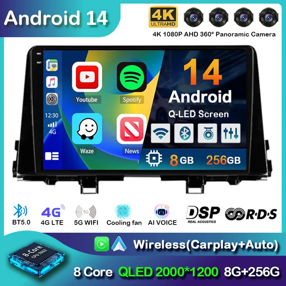 

Android 14 Carplay WIFI+4G For KIA PICANTO Morning K 2016 2017 2018 2019 Car Radio Autoradio Multimedia Player Navigation Stereo