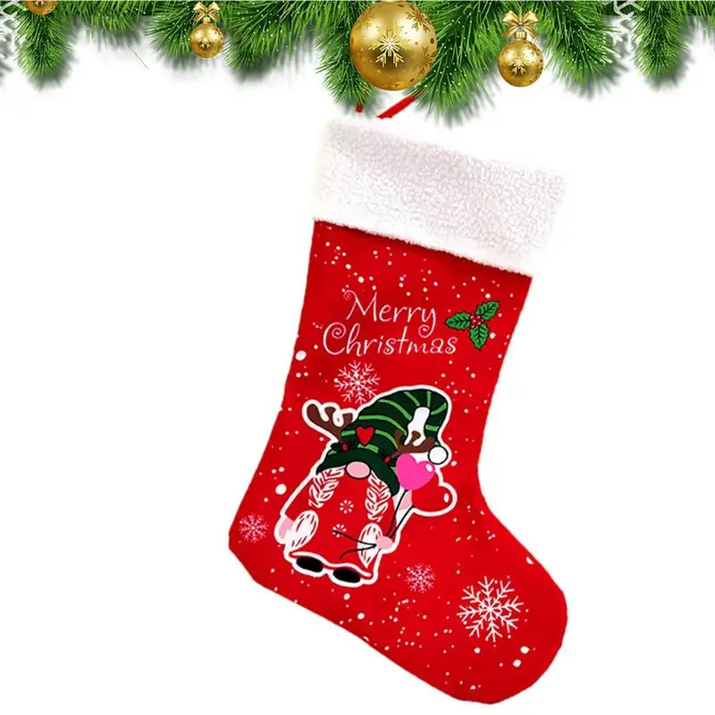 

Santa Stocking Bags Stockings Christmas Santa Candy Portable Fireplace Hang Stockings Socks Decoration For Christmas Gift