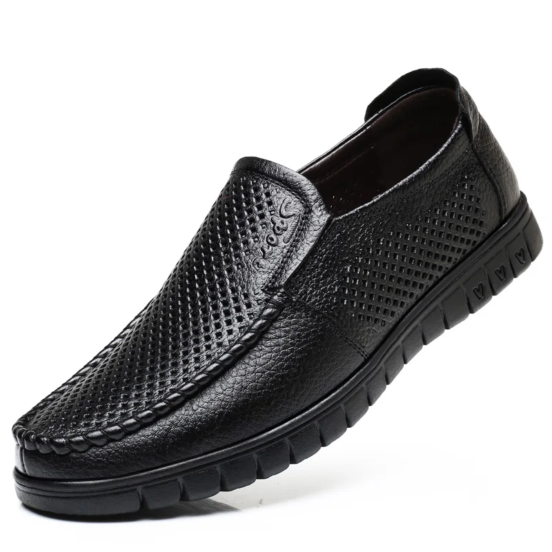 Men's Genuine Leather Shoes Father Casual Leather Anti slip Black Middle-aged Man Cow Shoes