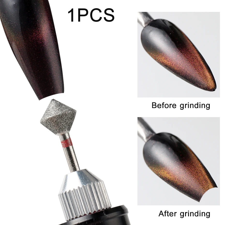 네일 연마 및 마무리용 마름모꼴 다이아몬드 에머리 그라인딩 헤드 1개, 헤드 모..
