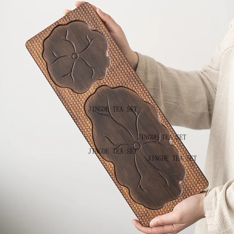 Bamboo lotus tray Japanese style simple dry brewed tea table tea tray Kung Fu tea decoration ornament