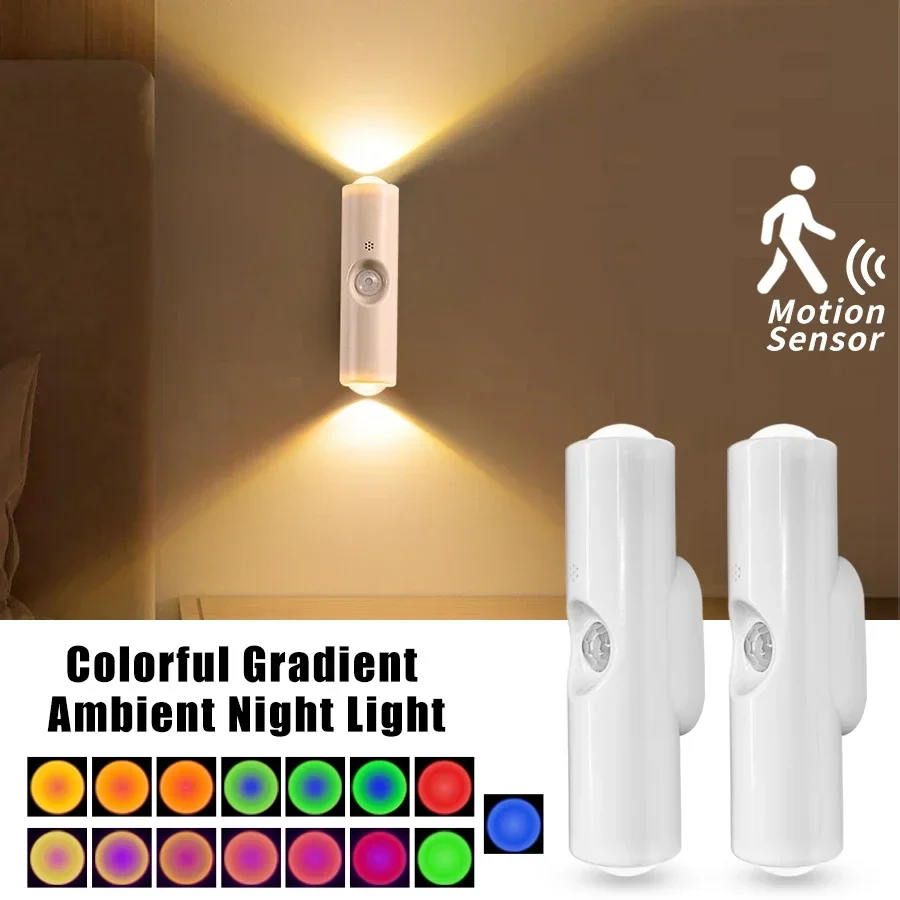 รูปสินค้า ไฟผนัง RGB 2 หัว ตรวจจับเคลื่อนไหว ชาร์จได้