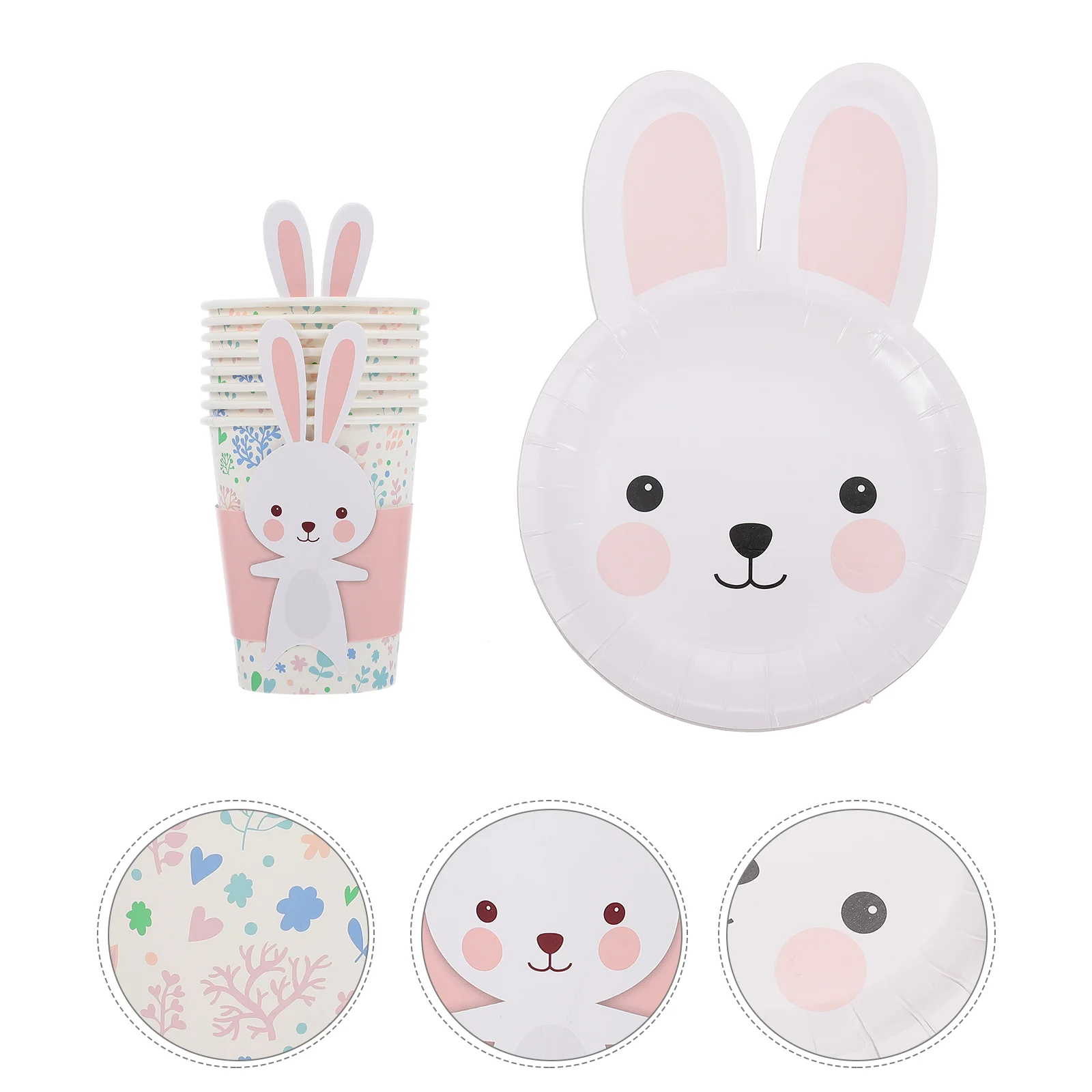 24 Pcs Rabbit Paper Plates Disposable Tableware Adorable Dinnerware Creative Easter Decorations Quality Cutlery Party Supplies