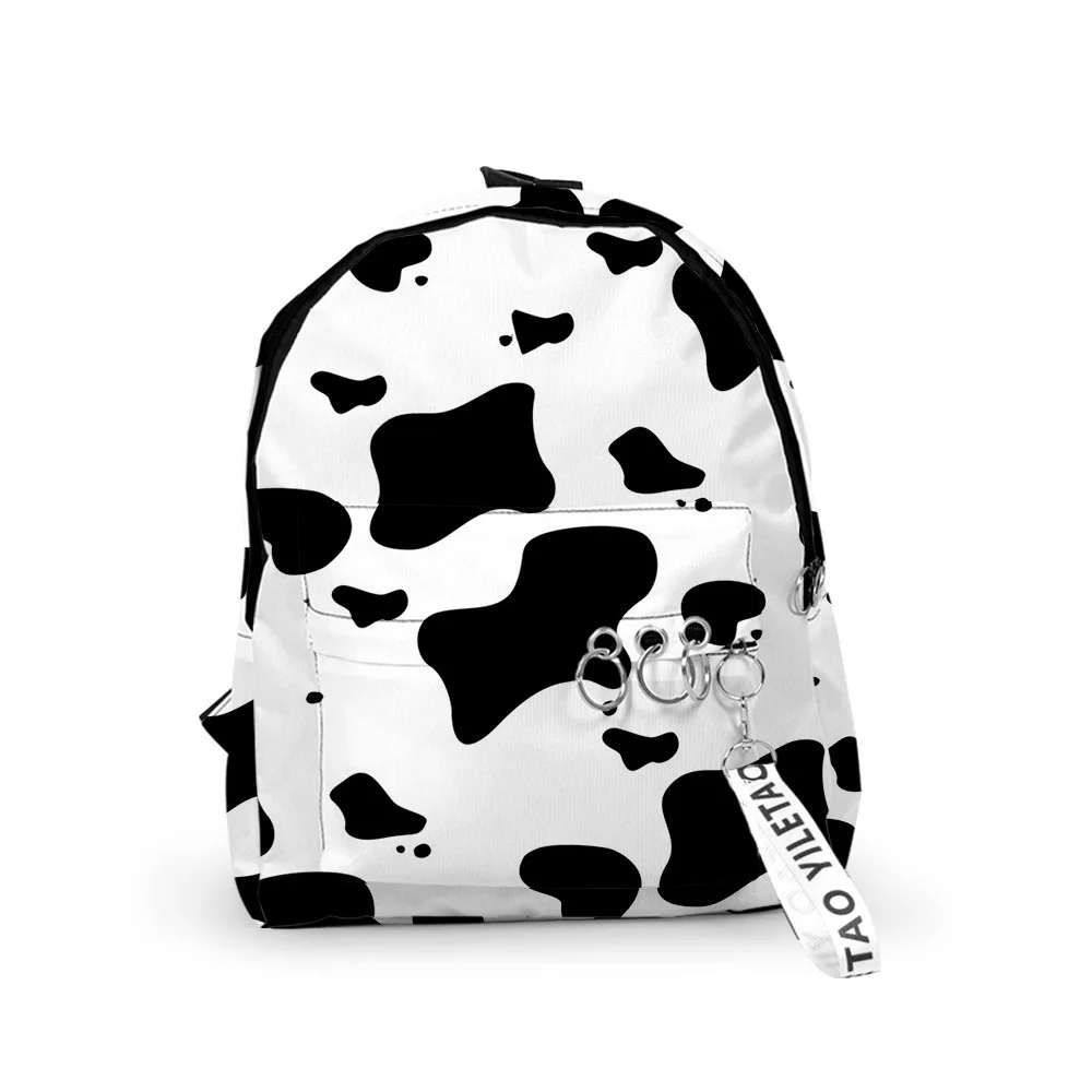Popular Youthful dairy cow Notebook School Bags Notebook Backpacks 3D Print Oxford Waterproof Key Chain Small Travel Bags