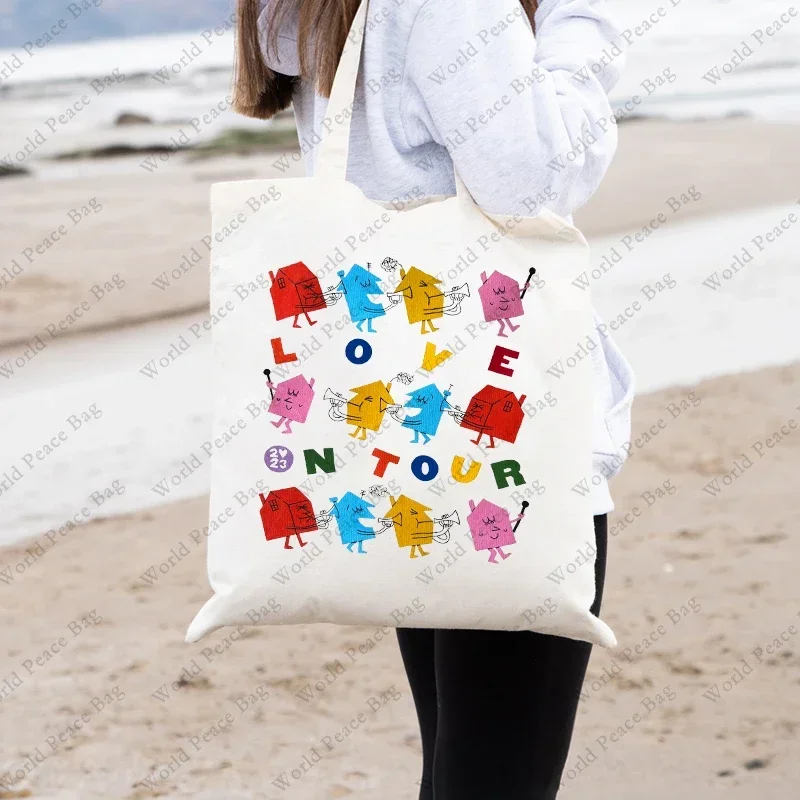 

1 шт., Женская Холщовая Сумка-тоут с принтом Love on Tour