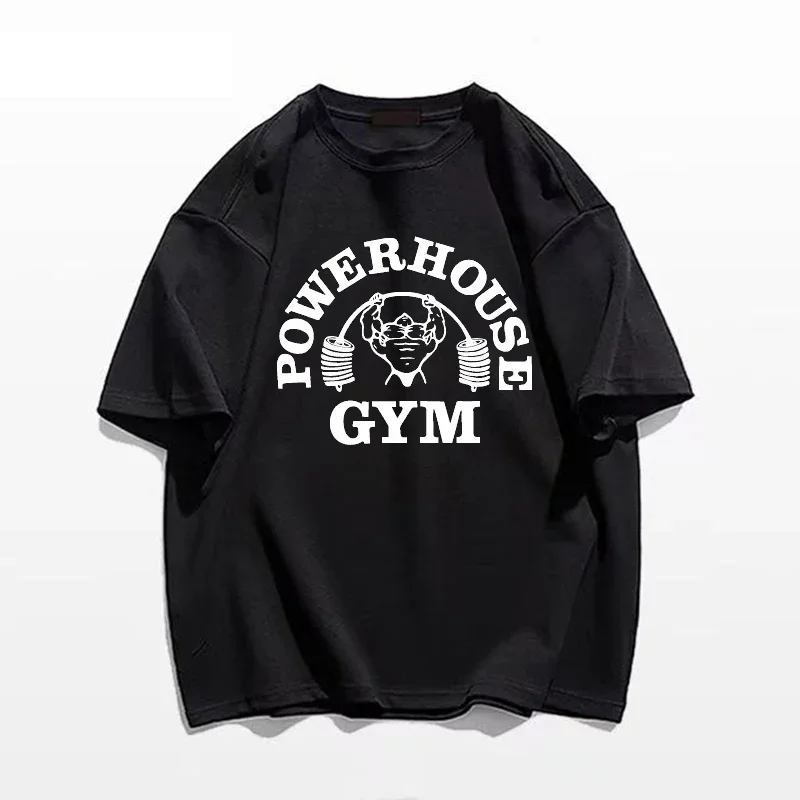Powerhouse Gym Print T-Shirts Spring Summer Women Daily Casual Loose Cotton Clothing Harajuku Letter Appliques Women Tees 1