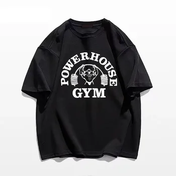 Powerhouse Gym Print T-Shirts Spring Summer Women Daily Casual Loose Cotton Clothing Harajuku Letter Appliques Women Tees 1