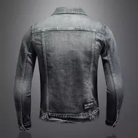 Veste en jean vintage pour hommes, vêtements de motard, revers boutonné, beau, tendance de la rue, rue adt 4