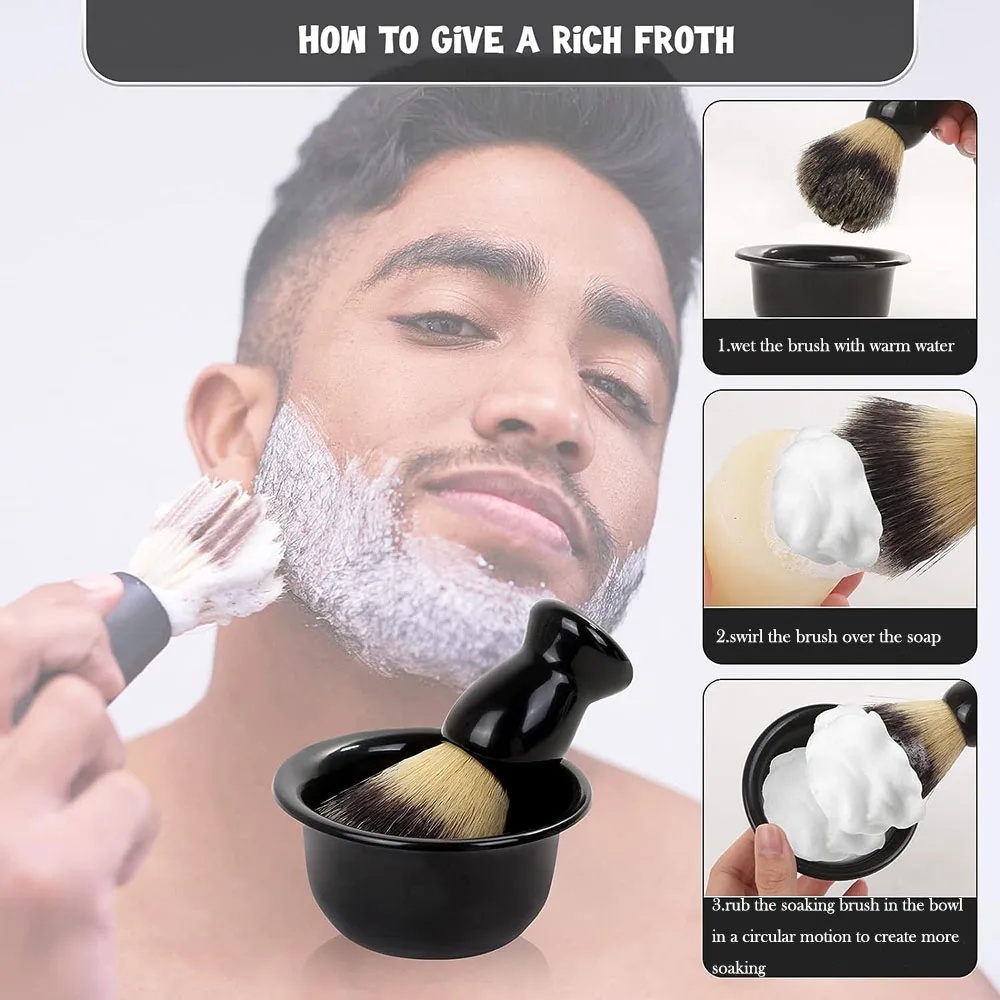 Shaving Brush Set 3-in-1 with Brush Bowl and Stand Father's Day Men's Gift Set shaving brush