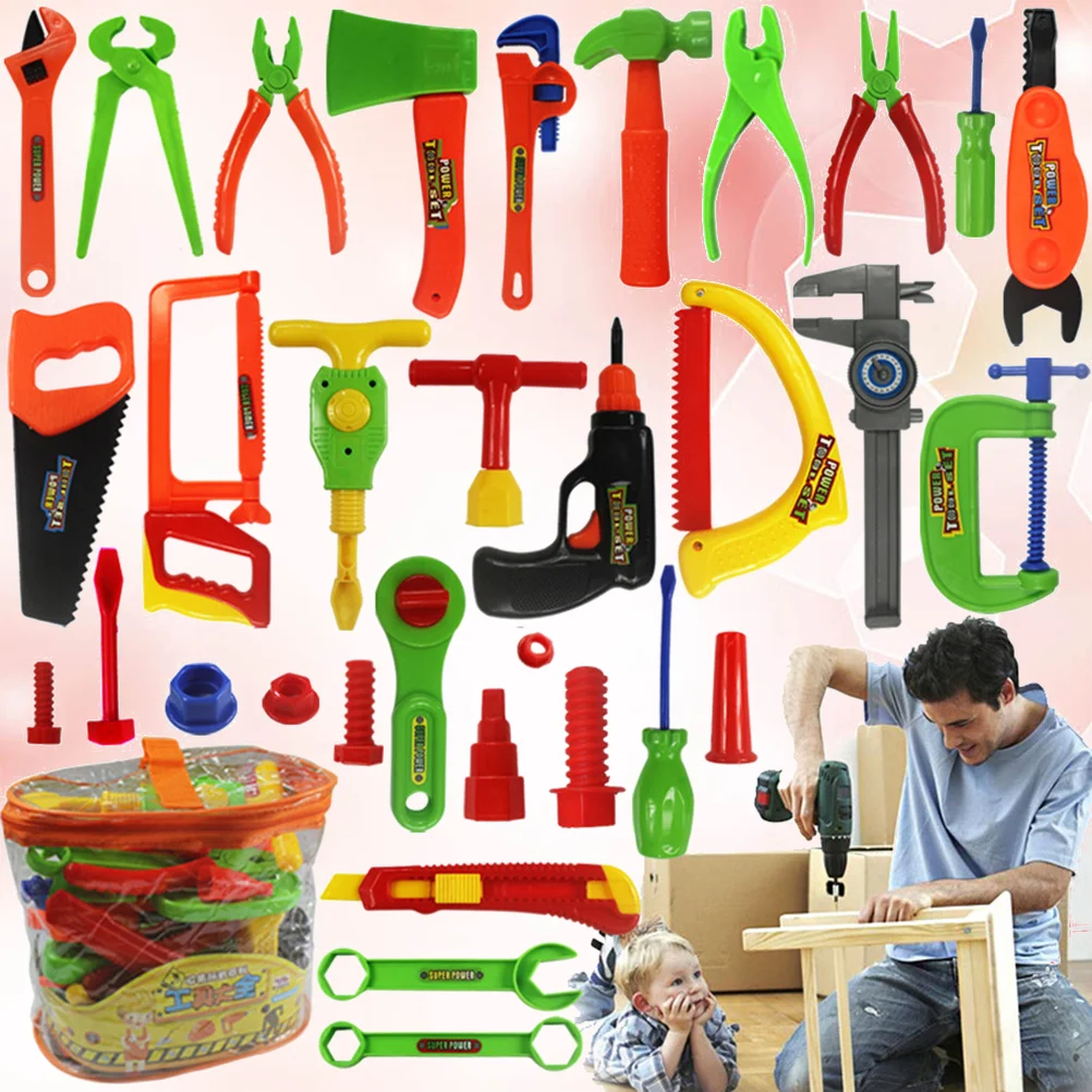 

Tool Box 32 Pieces Tool Set Construction Repair Tools Pretend Play Role Play Kit Educational Learning Power Tools
