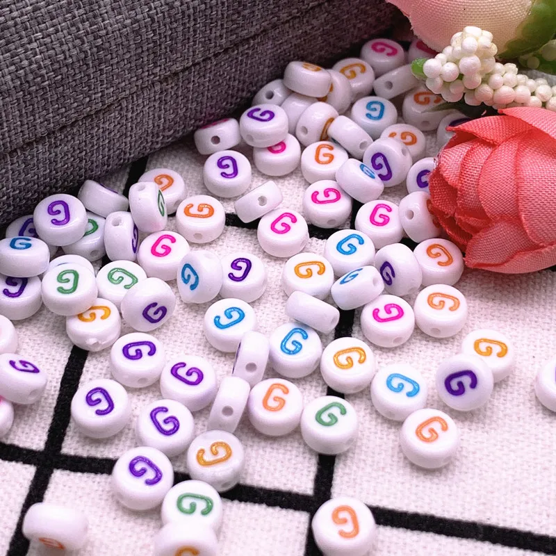 NEW 100pcs/lot 7x4mm A-Z Colourful Round Alphabet Letter Acrylic Loose Spacer Beads for Jewelry Making DIY Bracelet Accessories mala beads Beads