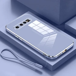 Luxury Plating Lanyard Silicone Case - Premium Back Cover with Elegant Design - S20 (ZBSS Gray Blue)
