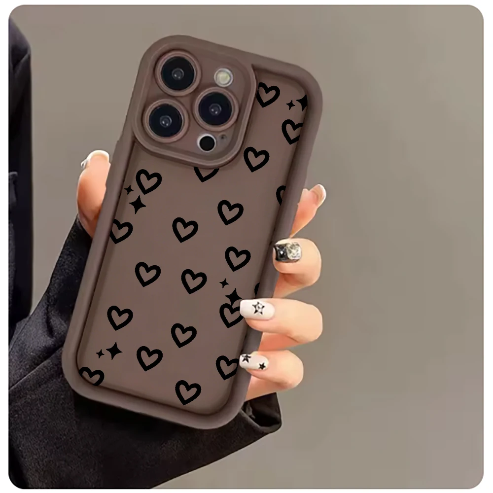Chic Line Art Heart Pattern Silicone TPU Phone Case