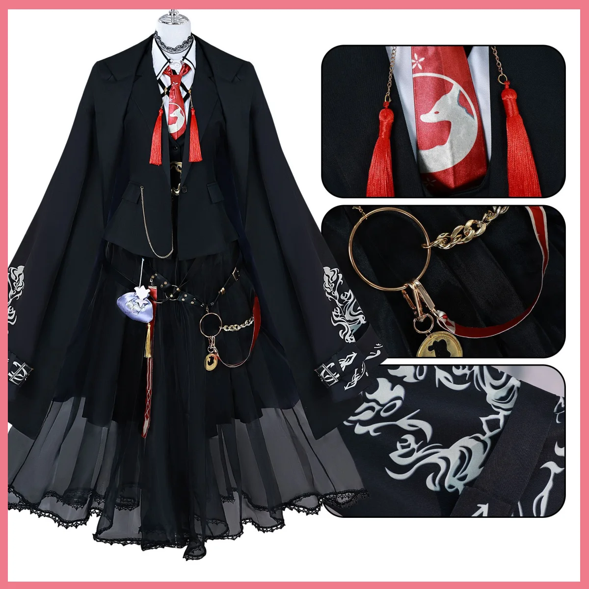 Fantasy Black Cloak Skirt Coat Cosplay Costume