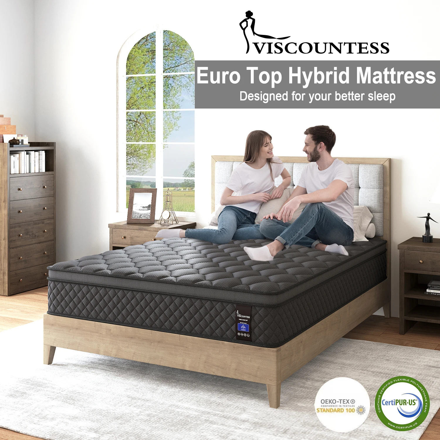 Viscountess Queen Size Mattress Euro Top Memory Foam Bed 30cm - 2