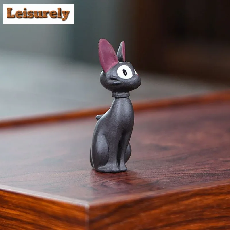 Yixing Zisha Little Black Cat Tea Pet Boutique Lucky Model Tea Figurine Play Toys Tea Statue Ornaments Accessories Decoration