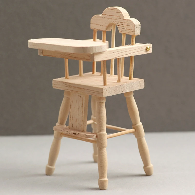 1:12 Dollhouse Mini Dining Chair High Chair Baby Dining Chair Kichen Decor Toy Doll Home Miniature Simulation Furniture