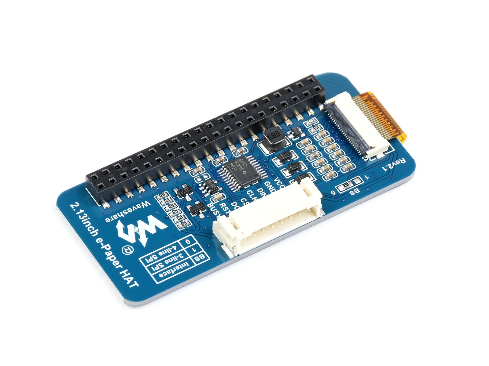 Waveshare V4 2.13 インチ E インクディスプレイ HAT 250 × 122