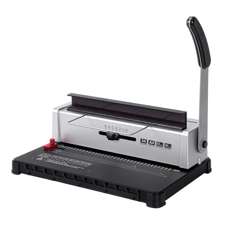 코일 스파이럴 제본기 매뉴얼 북 메이커 34홀 제본 120매 펀치 바인더 (조절 가능한 코일 바인딩 스파인 포함)