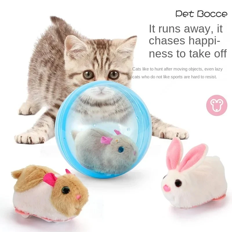 New Electric Rabbit Hamster Rolling Ball Baby Educational Toys Popular Playing Cat Electronic Plush Dog Cat Machine Pet Toys 5