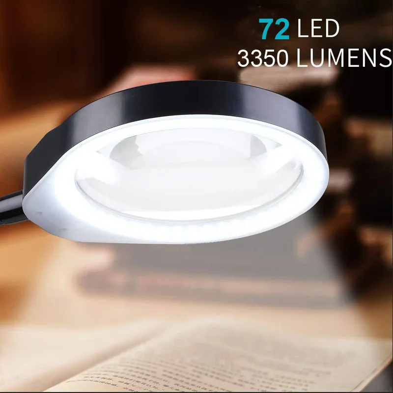 3 Colors Mode LED Magnifying Glass with Light 10X 20X Magnifier Lamp 5'' 5.5D Lens For Reading,Repair,Close work magnifying glass light