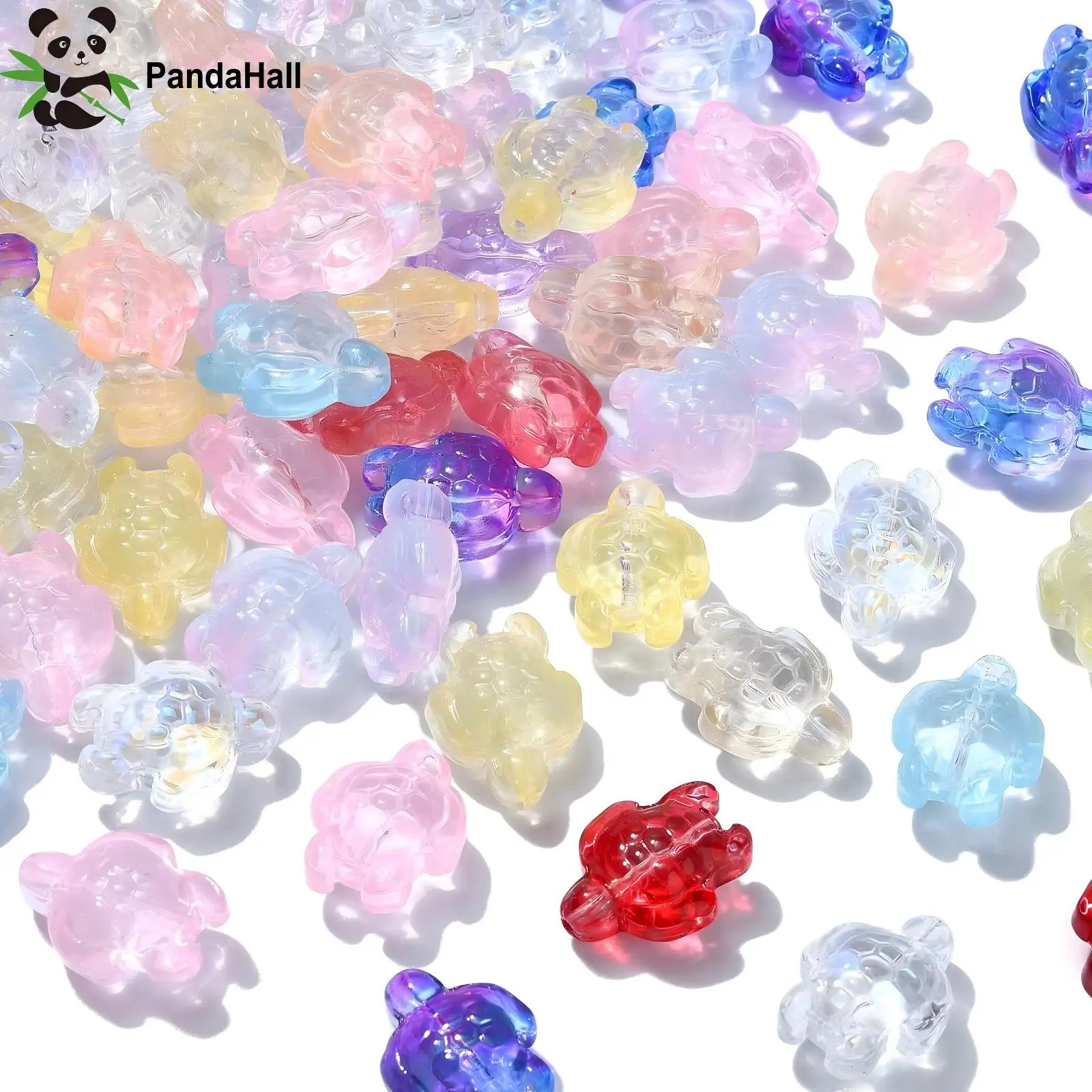 Panda hall 100pcs zufällige Meeres schildkröte Perlen bunte Schildkröte Perlen Ozean Tier transparente Glasperlen für DIY Schmuck herstellung
