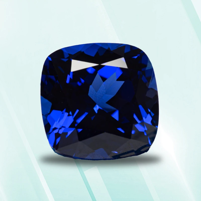 실험실 성장 사파이어 사각형 쿠션 모양, 최상급 로얄 블루 스톤, 매력 DIY 주얼리 제작, 선택 가능한 AGL 인증서 