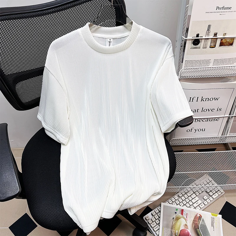 

2024 High Quality Solid Color Ice Silk T Shirt Men Casual O-neck Top Tees Men Summer New Classic Cotton T Shirt for Men B179