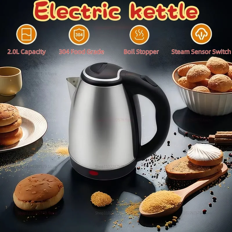 2L Electric Water Kettle Large Capacity Stainless Steel Fast Boil Electric Tea Kettle for Home Office Kitchen Easy to Use