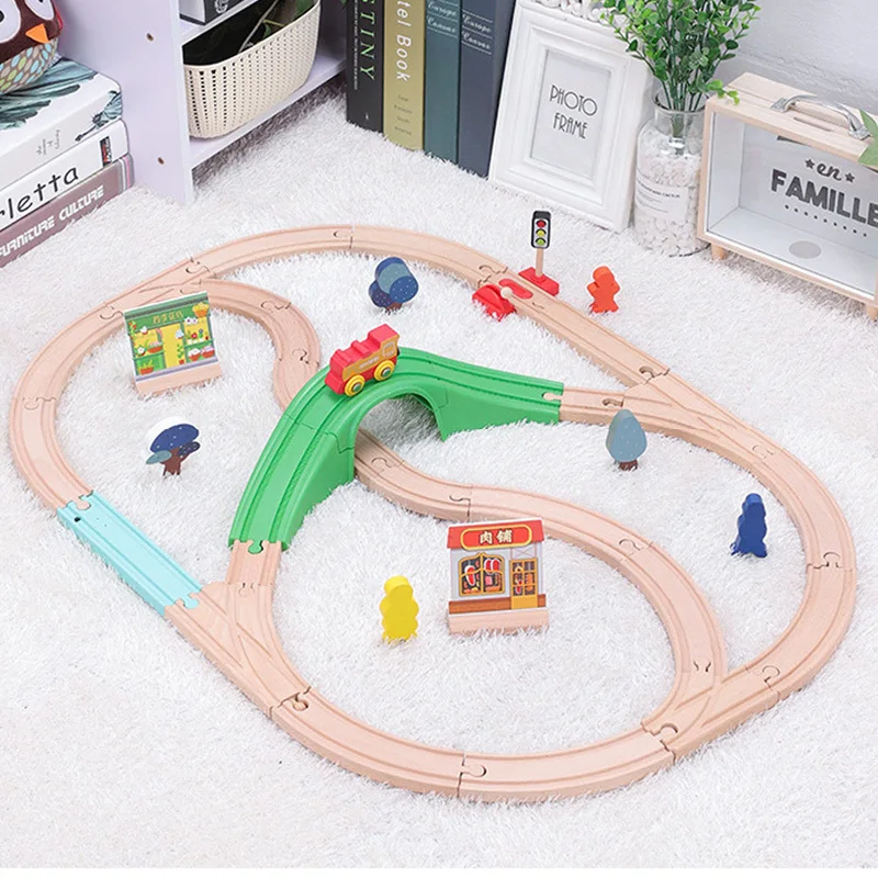 

Wooden Track Railway Toys Beech Wood Train Track Set Fit All Brands Biro Wooden Tracks Toys For Children Gifts