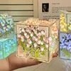 DIY Tulip Mirror Cube Lamp Simulation Flower Bedroom Sleeping Table Lamp Handmade Craft Tulip Mirror Night Light Birthday GiftS 2