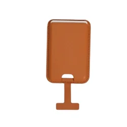 Premium Leather Magnetic Card Holder Wallet with Loss Prevention (Golden brown + card holder + lanyard)