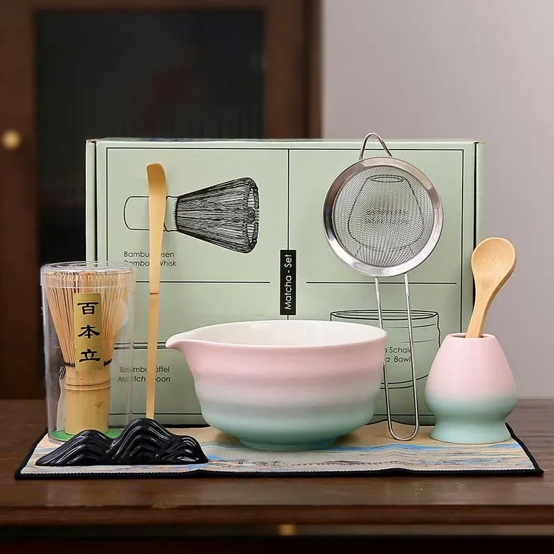2/7 Piece Japanese Tea Set Matcha Green Tea Blending Bowl Brush Bamboo Utility Brush Tool Kitchen Matcha Bamboo Accessories