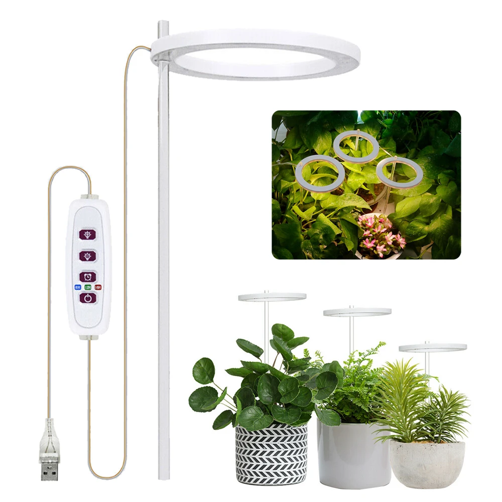 5PCS Full Spectrum Dimmable USB LED Grow Light Plant Growing Indoor Plants Ring Lamp