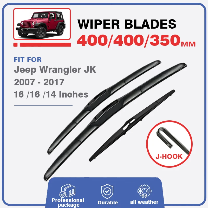 FrontRearWiperBladesforJeepWranglerJK20072017Windscreen