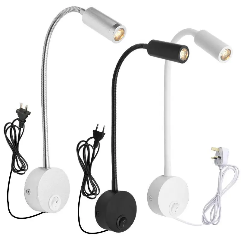 Wall-Lmap-Sconces-Clamp-Light-3W-Bedroom-Lamp-On-Off-Switch-White ...