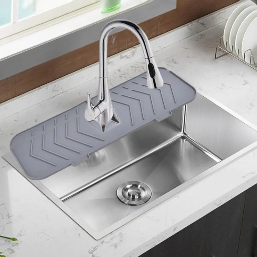 Kitchen Silicone Faucet Mat Water Ripples Faucet Water Catcher Mat Large Sink Splash Pad Countertop Protector Bathroom