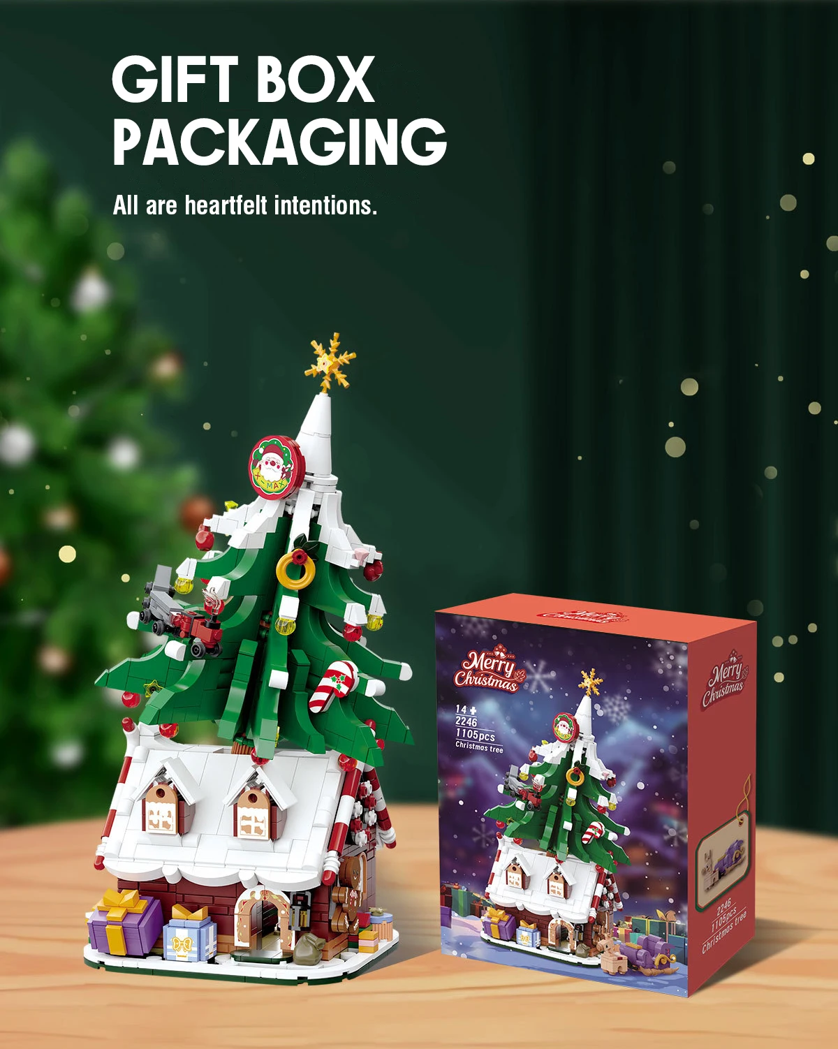 Weihnachten Geschenke Weihnachten Baum Haus Bausteine Santa Claus Kinder Figuren Montage Spielzeug Micro Ziegel Spielzeug für Neue Jahr Party – Detail 3