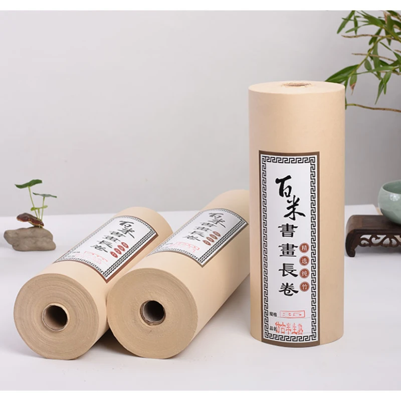 

100m Roll Xuan Paper Half Ripe Raw Ripe Rice Paper Chinese Calligraphy Meticulous Painting Papel Arroz Mounted Bamboo Papier