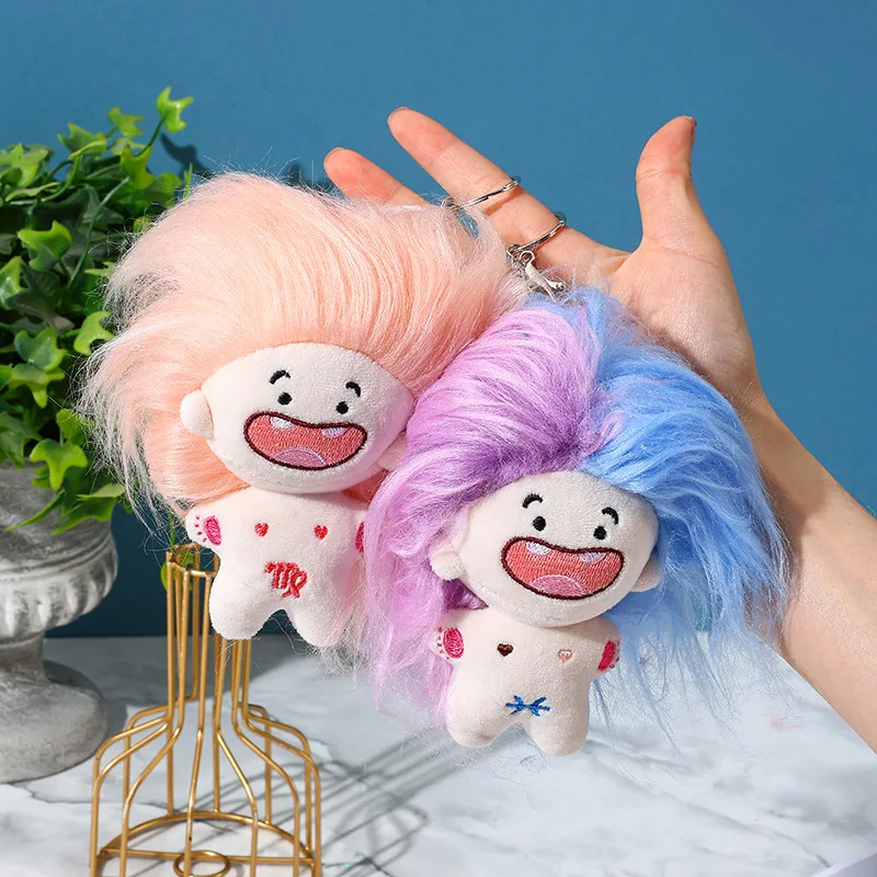 Creative Cute Fried Hair12 Constellation Plush Doll Toys Funny Cartoon Key chain Backpack Pendant Birthday Christmas Party Gift 2