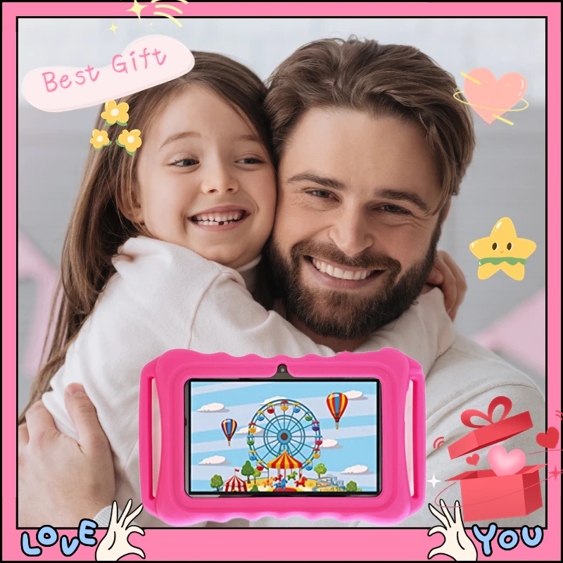 Kids Tablet study Pad Educational toy,4GB RAM+32GB ROM,7inch display,Android 12 USBcharge,2camera,Free Ceciilavii academy app, 3