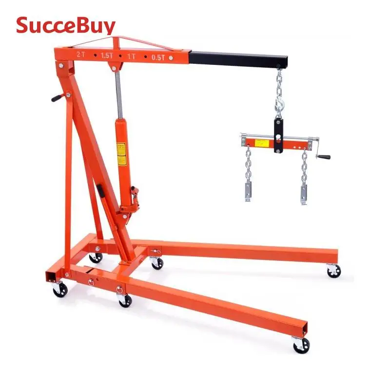 VEVOR Hydraulic Engine Hoist with Lever 2 Ton/4400 LBS Foldable Engine Crane and Hoist Leveler for Auto Repair Loading